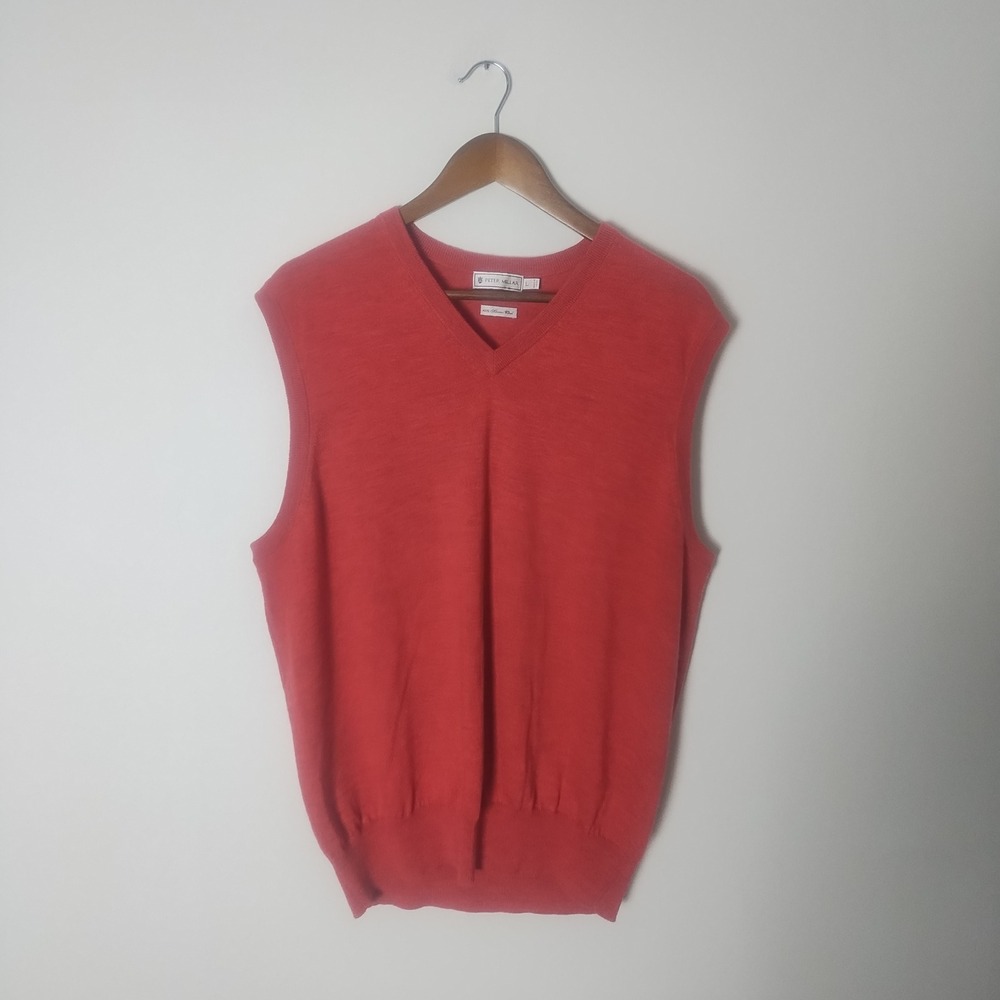 Peter Millar Sweater Vest Mens Large Merino Wool V-Neck Preppy Luxury Classic